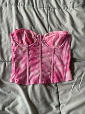 Edikted Pink Tie-Dye corset Top